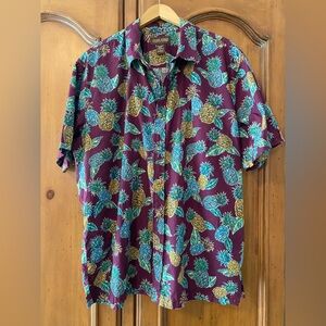 Cooke Street Shirt Mens XL Purple Hawaiian Aloha Pineapple Camp Cotton